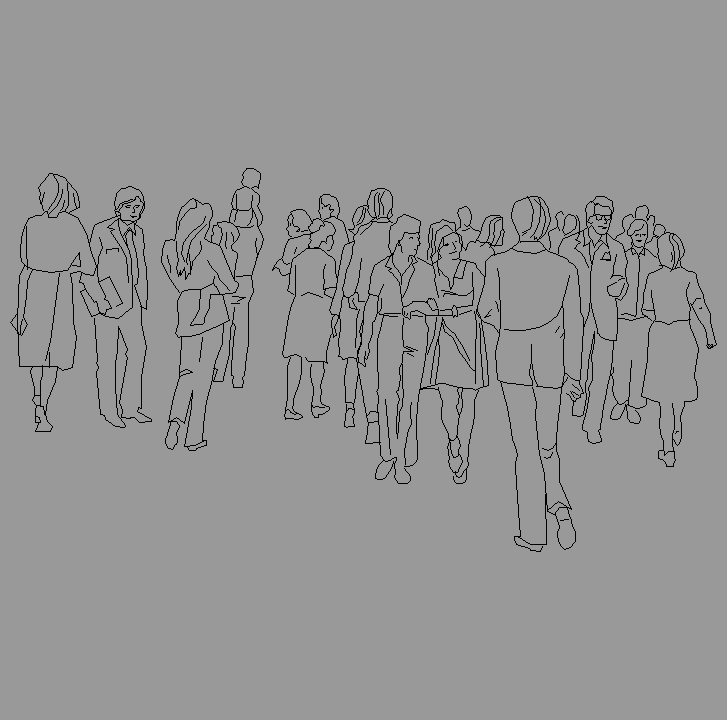 Bloque Autocad Vista de Personas 27 en Alzado detallado
